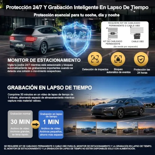 KAWA ▫️ Mini câmara de bordo 4K, controlo por voz, Wi-Fi, gravação em loop, carro 6
