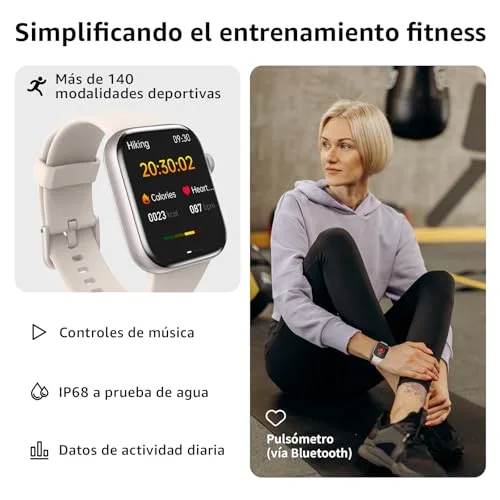 AcclaFit ▫️ Relógio inteligente para homem e mulher, relógio inteligente de 1,85" com chamadas Bluetooth, mais de 140 modos desportivos, com SpO2/medidor de pulsação/monitor de sono/podómetro, relógio inteligente à prova de água IP68 para Android e iOS 3