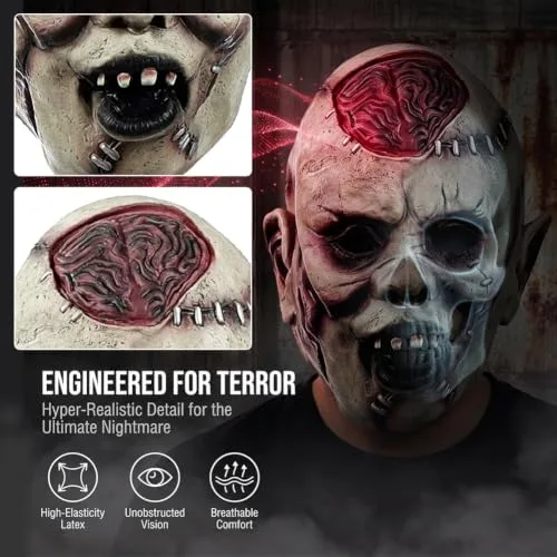 ZesGlyxyr ▫️ Máscara de terror para o Halloween, Máscara de terror para adultos, Máscara de fantasia, Acessórios para festas de Halloween, Cosplay 3