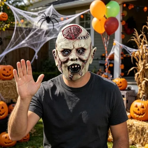 ZesGlyxyr ▫️ Máscara de terror para o Halloween, Máscara de terror para adultos, Máscara de fantasia, Acessórios para festas de Halloween, Cosplay 5