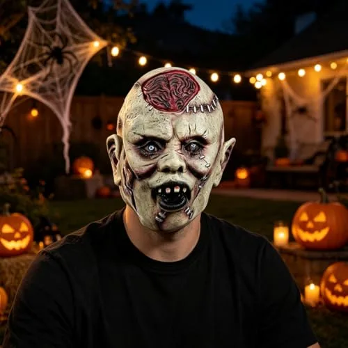 ZesGlyxyr ▫️ Máscara de terror para o Halloween, Máscara de terror para adultos, Máscara de fantasia, Acessórios para festas de Halloween, Cosplay 7