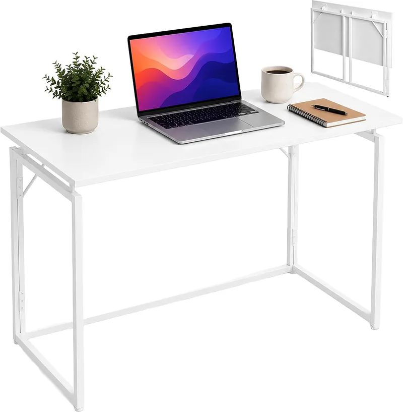 Relaxdays ▫️ Mesa de escritório (x An x F): 74 x 100 x 50 cm, Branca | dobrável, compacta, mesa de trabalho, mesa de escritório, escritório em casa
