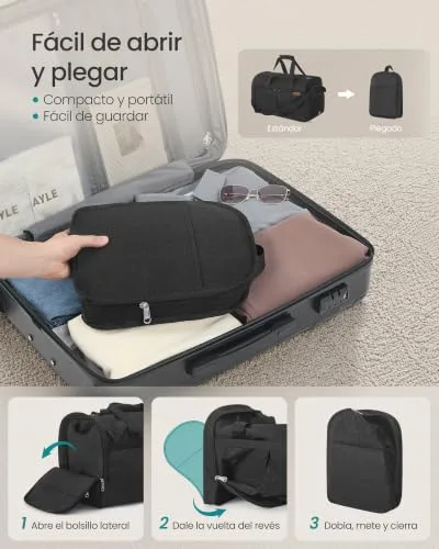 SONGMICS ▫️ Saco de viagem grande dobrável de 50 L, com compartimento para sapatos 5