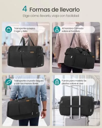SONGMICS ▫️ Saco de viagem grande dobrável de 50 L, com compartimento para sapatos 6