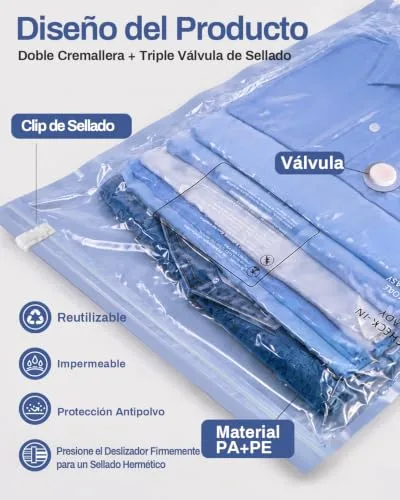 Raplink ▫️ Sacos de vácuo para roupa com bomba de vácuo elétrica sem fios, que incluem 16 sacos de vácuo (3 * 74 x 54 cm, 5 * 64 x 47 cm, 8 * 50 x 40 cm),adequados para viagens, mudanças e armazenamento 5
