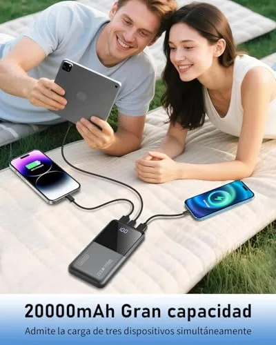 zamxueyo ▫️ Bateria externa de 22,5 W, 20 000 mAh, carregamento rápido, bateria portátil USB-C com entrada e saída PD 3.0 e QC 4.0, compatível com iPhone 17, 16, 15, 14, 13, Pro, MAX, Mini e Plus, e outros smartphones (Preto) 4