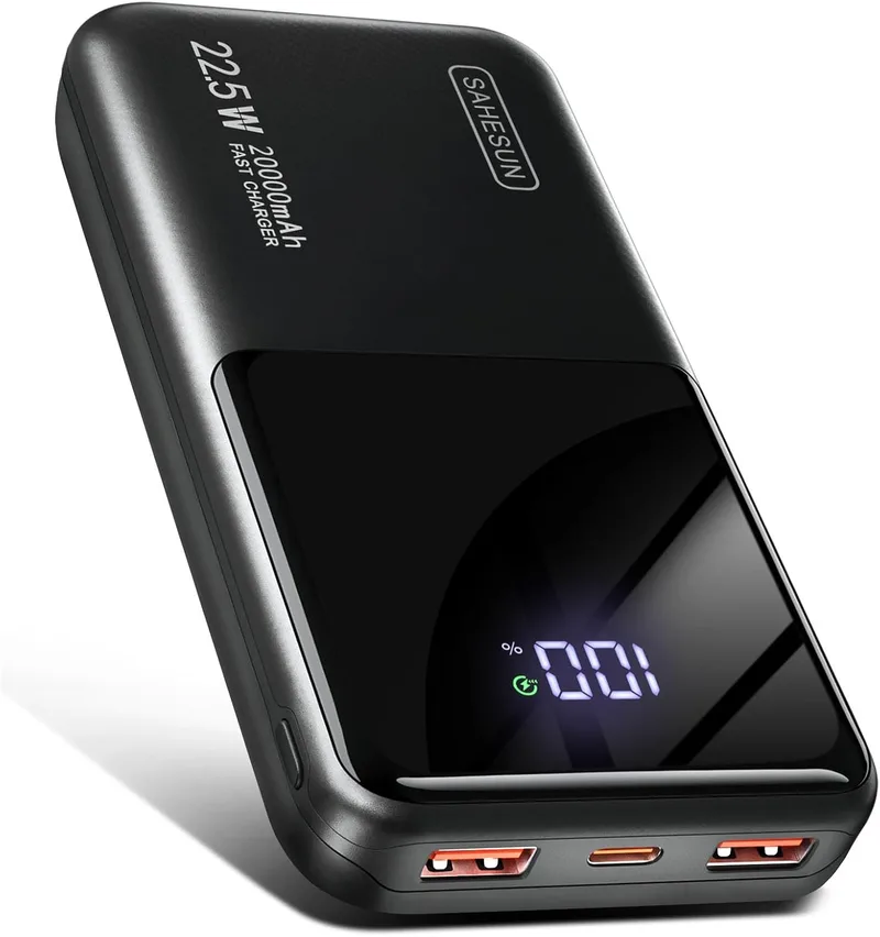 zamxueyo ▫️ Bateria externa de 22,5 W, 20 000 mAh, carregamento rápido, bateria portátil USB-C com entrada e saída PD 3.0 e QC 4.0, compatível com iPhone 17, 16, 15, 14, 13, Pro, MAX, Mini e Plus, e outros smartphones (Preto)
