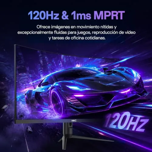 HKC ▫️ Monitor de jogos curvo de 34 polegadas UWQHD (3440x1440) VA, 120 Hz, 1 ms MPRT 4