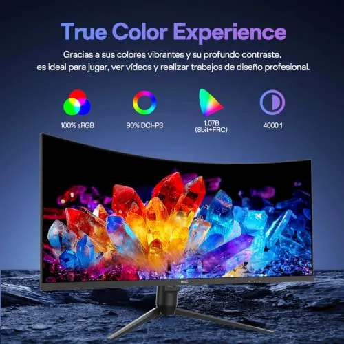 HKC ▫️ Monitor de jogos curvo de 34 polegadas UWQHD (3440x1440) VA, 120 Hz, 1 ms MPRT 5
