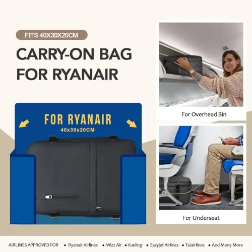 Xkdoai ▫️ Mochila de viagem para cabine de avião, 40x30x20, para a Ryanair – Bagagem de mão 2