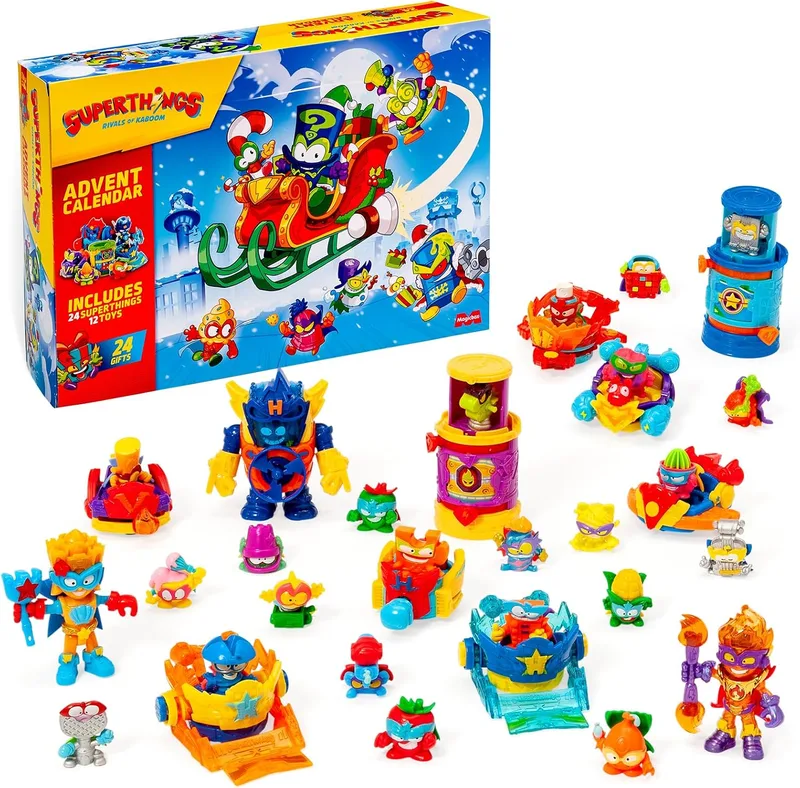 SUPERTHINGS RIVALS OF KABOOM ▫️ SUPERTHINGS – Calendário do Advento. Calendário do Advento de Natal com 24 presentes e surpresas especiais. Inclui minifiguras dos Superthings, Kazoom Kids, Hideouts, Jets e muito mais