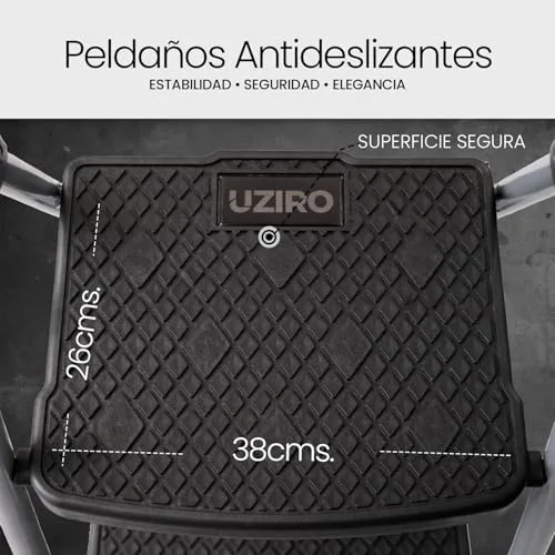 UZIRO ▫️ Escada dobrável de 4 degraus, antiderrapante, leve 2