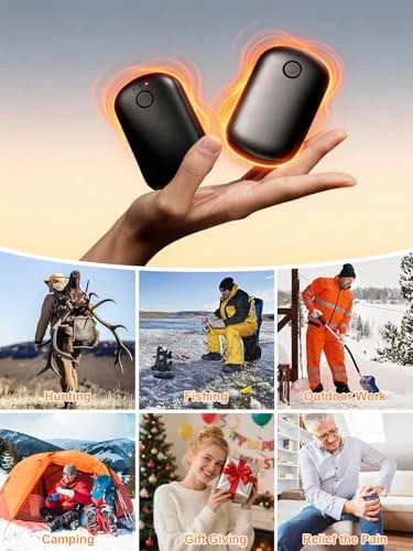 Fovendi ▫️ Aquecedores de mãos recarregáveis, conjunto de 2 aquecedores magnéticos de grafeno com 3 níveis de temperatura (45/50/55 °C), 2000 mAh, portáteis para campismo, golfe, atividades ao ar livre, presente 7
