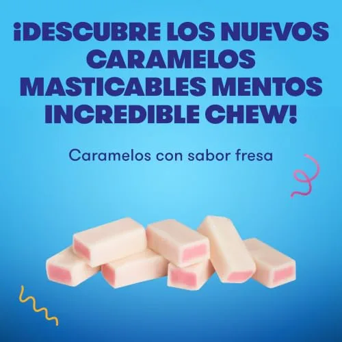 Mentos ▫️ Incredible Chew Morango, Rebuçados Mastigáveis de Textura Elástica, 20 unidades 4