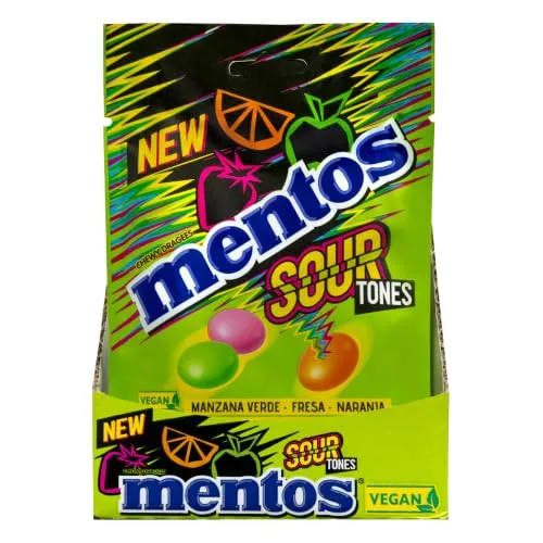 Mentos ▫️ Sours Pouch, Rebuçados Ácidos para Mastigar com Vários Sabores, Embalagem de 7 unidades 3