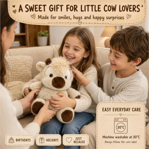 Funnity ▫️ Peluche de vaca de 45 cm – Vaquita Highland, macia e fofinha, para crianças 6