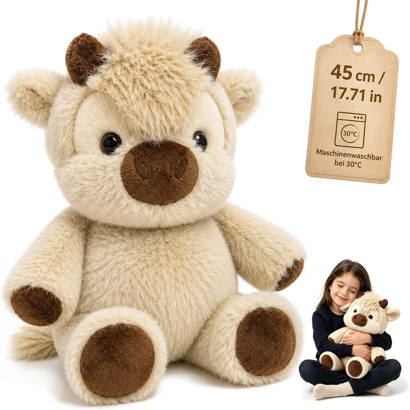 Funnity ▫️ Peluche de vaca de 45 cm – Vaquita Highland, macia e fofinha, para crianças