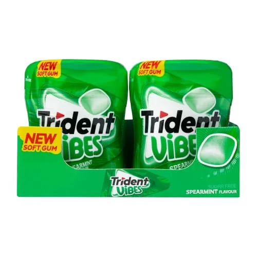 Trident ▫️ Vibes Spearmint Pastilhas Elásticas com Sabor a Menta Verde Sem Açúcar, Embalagem com 6 frascos 2