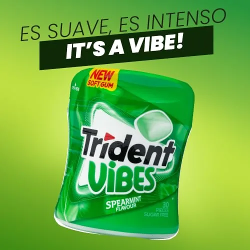 Trident ▫️ Vibes Spearmint Pastilhas Elásticas com Sabor a Menta Verde Sem Açúcar, Embalagem com 6 frascos 3