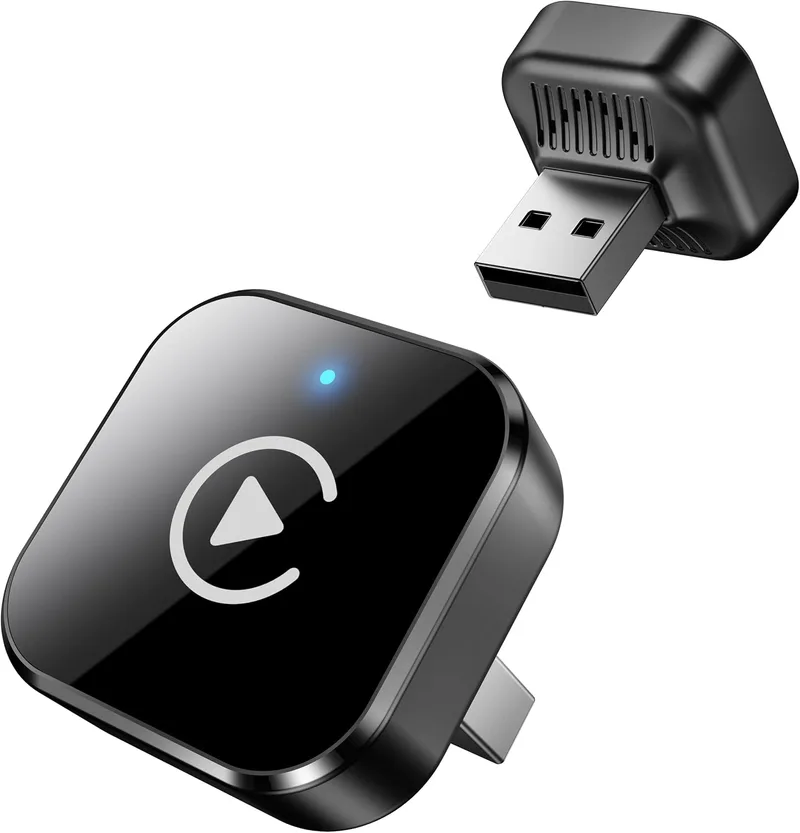 Ancvet ▫️ Adaptador sem fios para CarPlay e Android Auto, mini conversor USB-A/USB-C Plug & Play, de cabo para sem fios, Wi-Fi 2,4 GHz/5 GHz, ligação automática, para automóveis com CarPlay, preto