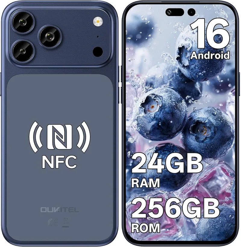 OUKITEL ▫️ C17 Plus Telemóvel Android 16, 6,9", 120 Hz, 24 GB + 256 GB/1 TB Azul