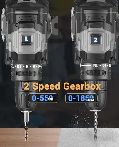 AKZWOXRO ▫️ Berbequim-aparafusador sem escovas, 21 V, 42 Nm, bateria de 2,0 Ah 5