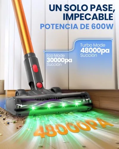 Zynet ▫️ DP2 Aspirador sem fio com 2 baterias integradas, 90 min/48 kPa/600 W 3