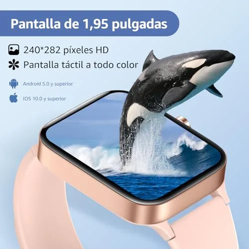 KIUVKAS ▫️ Relógio inteligente para mulher e homem, smartwatch de 1,95" com função de chamadas e lembretes de mensagens, smartwatch com mais de 140 modos desportivos, oxímetro, monitorização do sono, para Android e iOS 2
