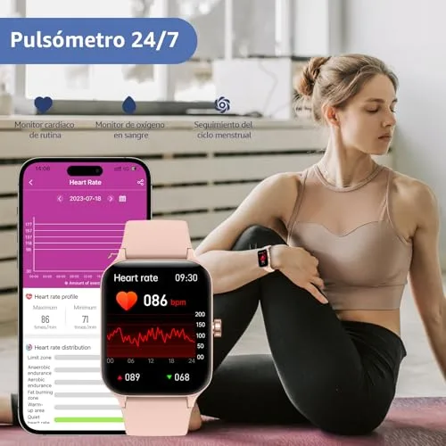 KIUVKAS ▫️ Relógio inteligente para mulher e homem, smartwatch de 1,95" com função de chamadas e lembretes de mensagens, smartwatch com mais de 140 modos desportivos, oxímetro, monitorização do sono, para Android e iOS 4