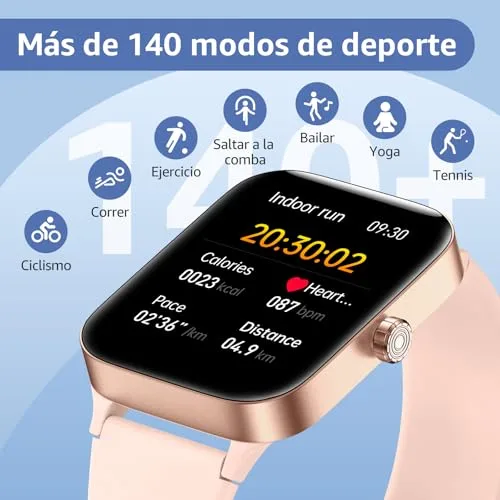 KIUVKAS ▫️ Relógio inteligente para mulher e homem, smartwatch de 1,95" com função de chamadas e lembretes de mensagens, smartwatch com mais de 140 modos desportivos, oxímetro, monitorização do sono, para Android e iOS 5