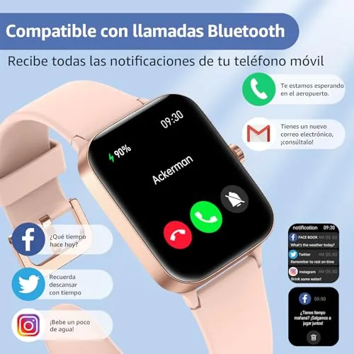 KIUVKAS ▫️ Relógio inteligente para mulher e homem, smartwatch de 1,95" com função de chamadas e lembretes de mensagens, smartwatch com mais de 140 modos desportivos, oxímetro, monitorização do sono, para Android e iOS 6