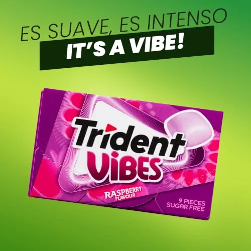 Trident ▫️ Vibes Berries Pastilhas Elásticas com Sabor a Frutos Vermelhos Sem Açúcar, Embalagem de 16 unidades 3