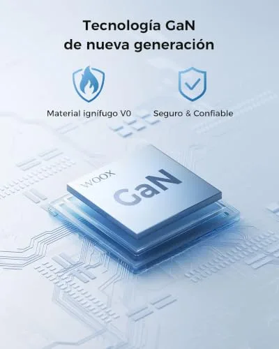 Woox ▫️ Carregador USB-C de 65 W, Carregador de Carregamento Rápido com Duas Entradas, Carregador para iPhone 7