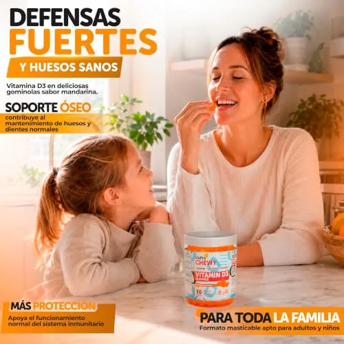 LIFE PRO NUTRITION ▫️ Life Pro Chewy Vitamina D3 2000 UI 60 Gomas - Suplemento de vitamina D3 delicioso e eficaz para a saúde óssea e imunológica - Adequado para toda a família, sem glúten, sem lactose 2