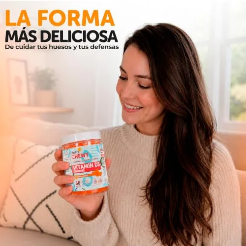 LIFE PRO NUTRITION ▫️ Life Pro Chewy Vitamina D3 2000 UI 60 Gomas - Suplemento de vitamina D3 delicioso e eficaz para a saúde óssea e imunológica - Adequado para toda a família, sem glúten, sem lactose 6