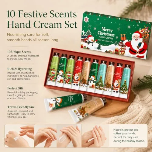 Probuk ▫️ Cremes para as mãos mini 10x30 ml, Conjunto de Natal para mulher, 10 fragrâncias 5