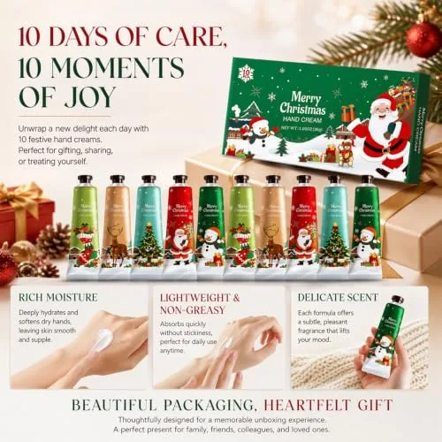 Probuk ▫️ Cremes para as mãos mini 10x30 ml, Conjunto de Natal para mulher, 10 fragrâncias 6