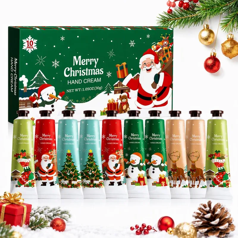 Probuk ▫️ Cremes para as mãos mini 10x30 ml, Conjunto de Natal para mulher, 10 fragrâncias