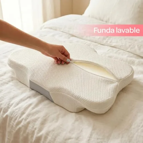 Todocama ▫️ Almofada cervical viscoelástica ergonómica para as vértebras cervicais e o pescoço, reduz a tensão e alivia a dor, capa antiácaros removível e lavável, 60 x 40 cm 2