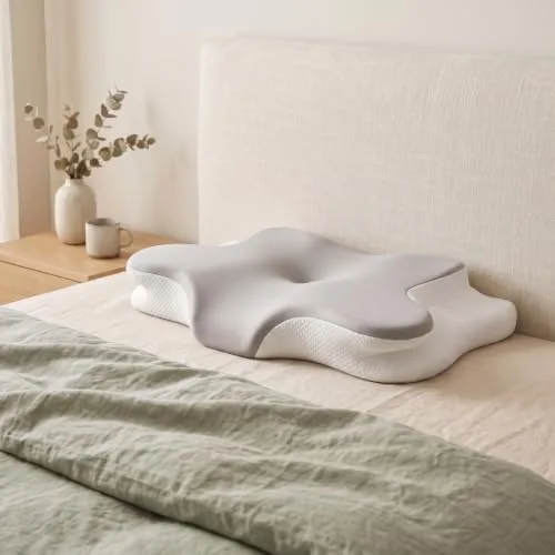 Todocama ▫️ Almofada cervical viscoelástica ergonómica para as vértebras cervicais e o pescoço, reduz a tensão e alivia a dor, capa antiácaros removível e lavável, 60 x 40 cm 6