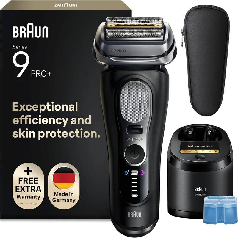 Braun ▫️ Series 9 Pro+ Máquina de barbear elétrica para homem, 9660CCE, Preto