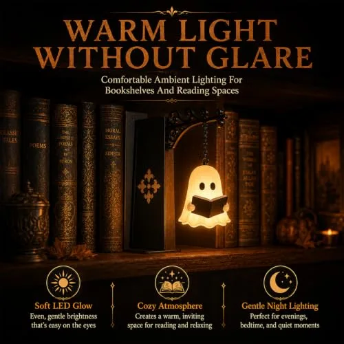 LuminaVerde ▫️ 2 unidades de candeeiros de Halloween, candeeiros em forma de livro para estante 4