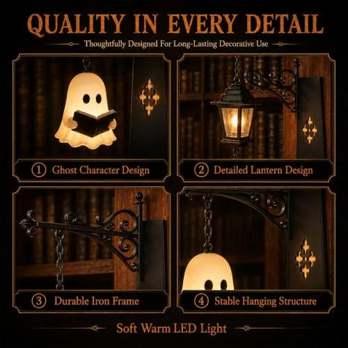 LuminaVerde ▫️ 2 unidades de candeeiros de Halloween, candeeiros em forma de livro para estante 6