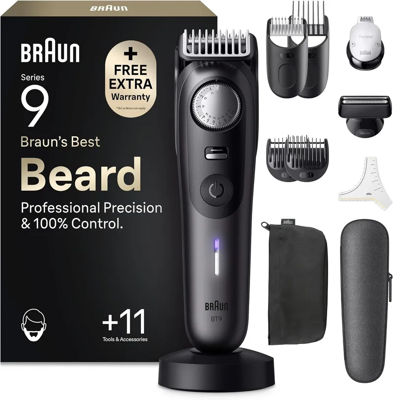 Braun ▫️ Aparador de Barba para Homem Série 9, BT9545n, Titânio