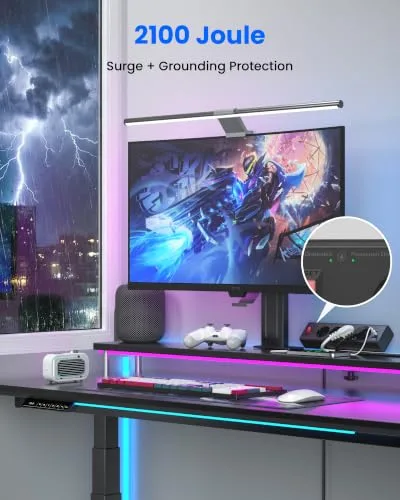 oorkyzz ▫️ Multitoma de secretária com USB-C GAN 45 W, carregamento rápido, suporte de fixação, preta 4