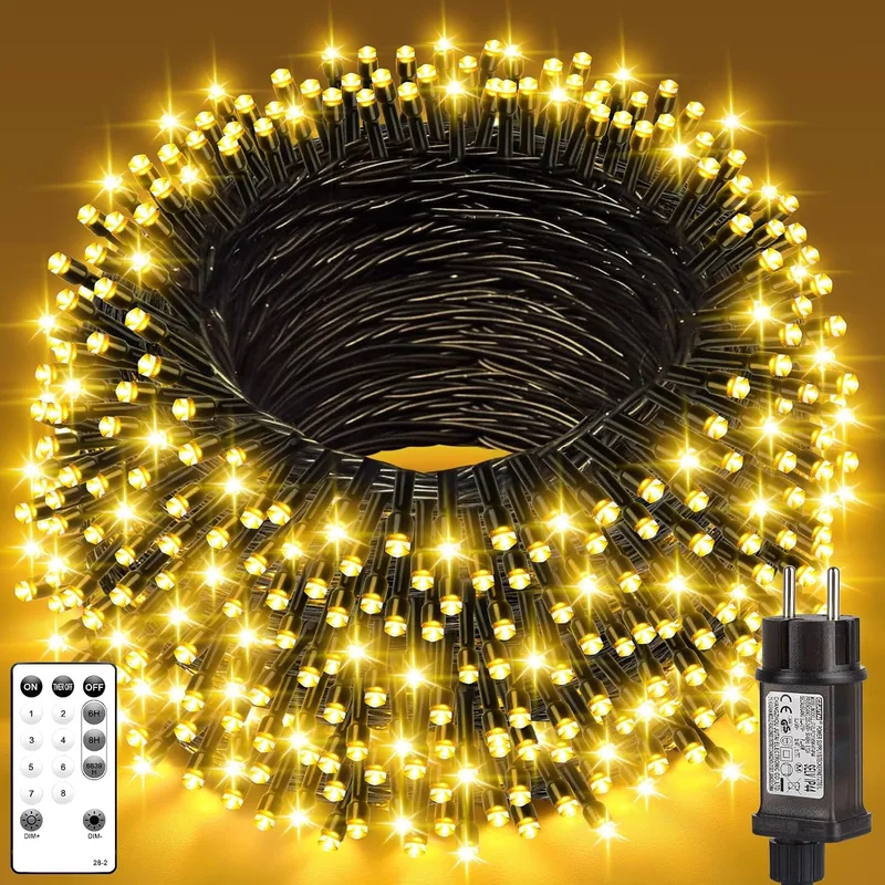 LBSTP ▫️ Luzes de Natal para exterior para árvore em LED - Guirlanda de 25 m com 250 LEDs branco quente