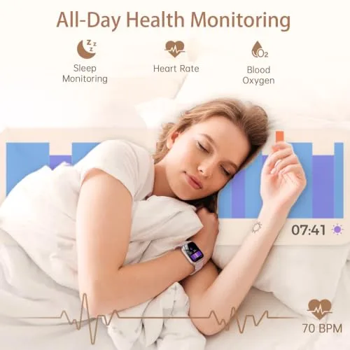 taopodo ▫️ Relógio Inteligente para Mulher, Smartwatch de 1,83 polegadas para Mulher com Chamadas, Resistente à Água IP68, Mais de 120 Modos Desportivos com Ecrã Tátil HD, Podómetro, Monitor de Sono, para Android e iOS 4