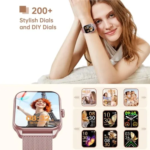 taopodo ▫️ Relógio Inteligente para Mulher, Smartwatch de 1,83 polegadas para Mulher com Chamadas, Resistente à Água IP68, Mais de 120 Modos Desportivos com Ecrã Tátil HD, Podómetro, Monitor de Sono, para Android e iOS 5