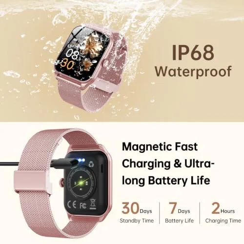 taopodo ▫️ Relógio Inteligente para Mulher, Smartwatch de 1,83 polegadas para Mulher com Chamadas, Resistente à Água IP68, Mais de 120 Modos Desportivos com Ecrã Tátil HD, Podómetro, Monitor de Sono, para Android e iOS 6