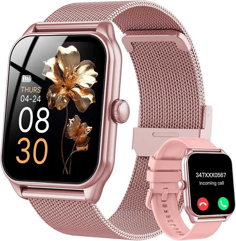 taopodo ▫️ Relógio Inteligente para Mulher, Smartwatch de 1,83 polegadas para Mulher com Chamadas, Resistente à Água IP68, Mais de 120 Modos Desportivos com Ecrã Tátil HD, Podómetro, Monitor de Sono, para Android e iOS
